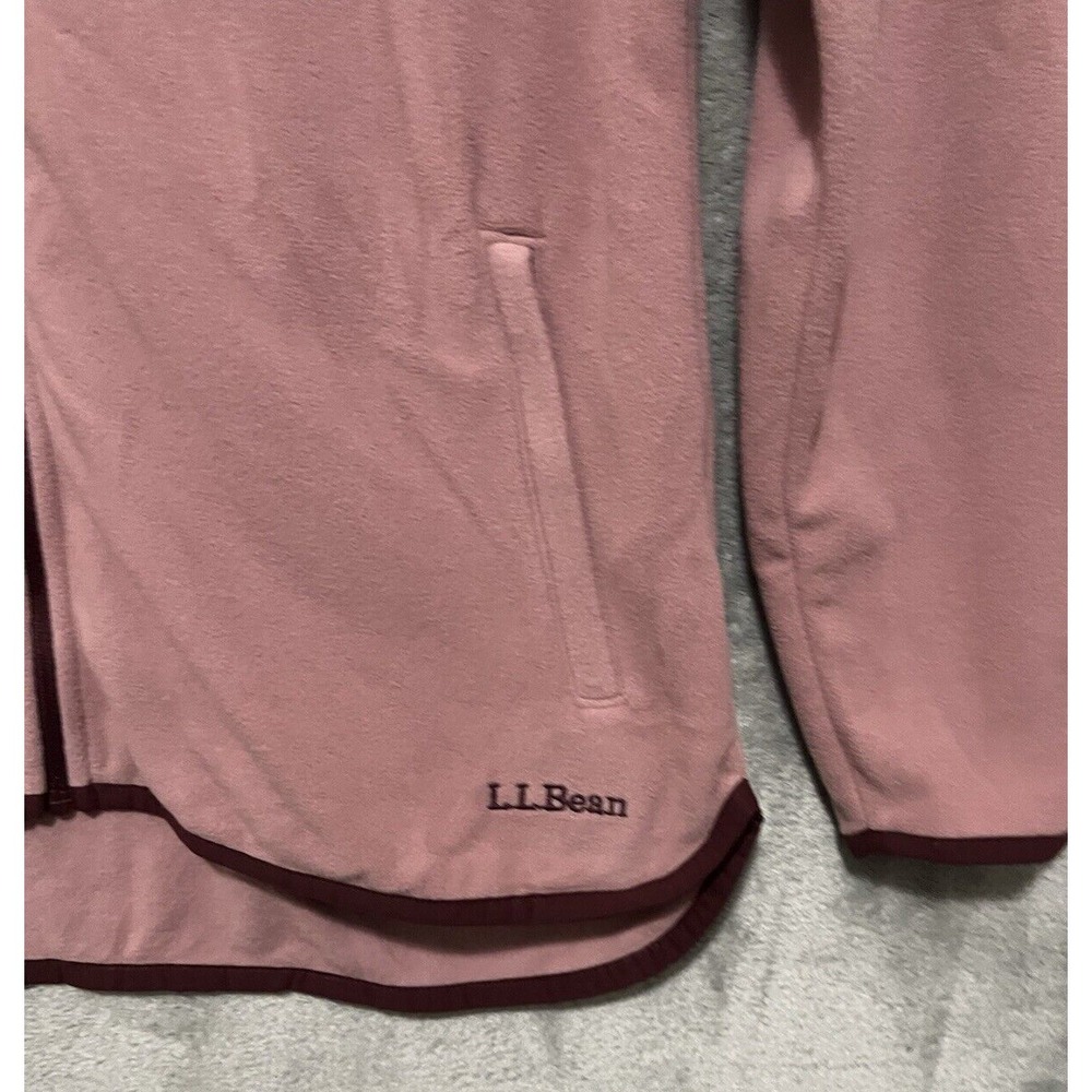 LL Bean Womens Full Zip Fleece Jacket M Pink Burgundy Trim 518458 Repreve F23 - Picture 2 of 8